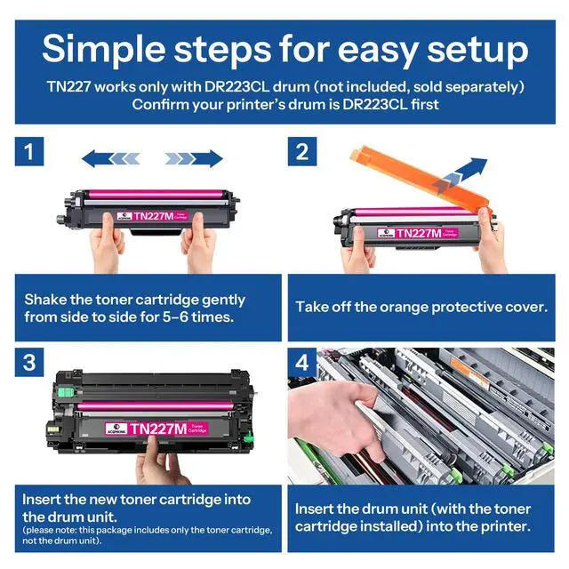Alt view image 5 of 6 - TN227M Toner Cartridge Compatible TN-227 TN227 Magenta Replacement for Brother TN227 TN-227M HL-L3270CDW MFC-L3770CDW HL-L3290CDW Printer 1 Pack