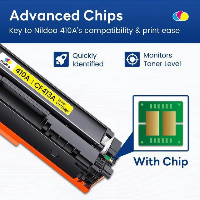 Alt view image 3 of 7 - 410A CF412A Yellow Toner Cartridge Replacement for HP 410A CF412A | Works with Color Pro M452 Series; Color Pro MFP M377, M477 Series 1 Pack