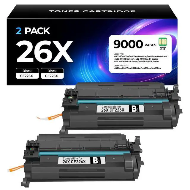 Main image of 26X CF226X 2 Pack Black Toner Cartridges High Yeild compatible for 26X