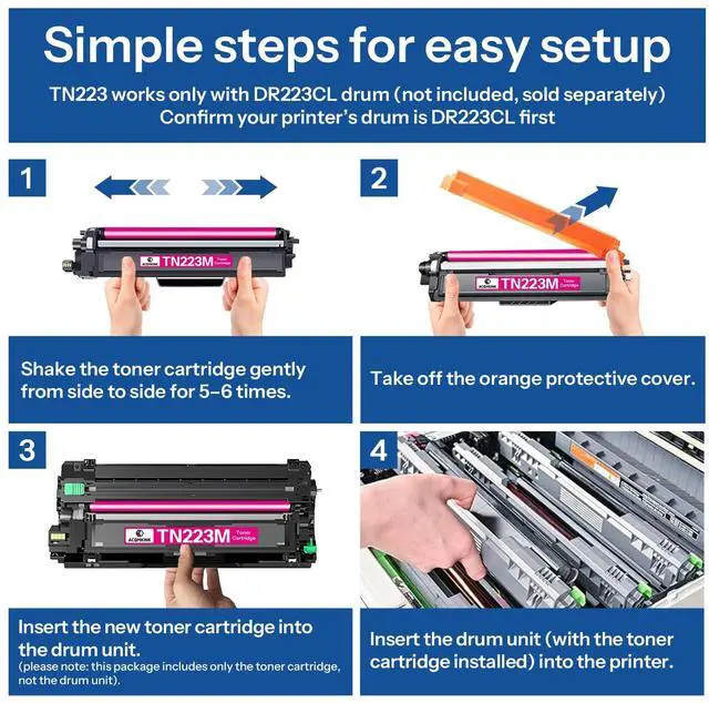 Alt view image 5 of 6 - TN223M Toner Cartridge Compatible TN-223 TN223 Magenta Replacement for Brother TN223 TN-223M HL-L3270CDW MFC-L3770CDW HL-L3290CDW Printer 1 Pack