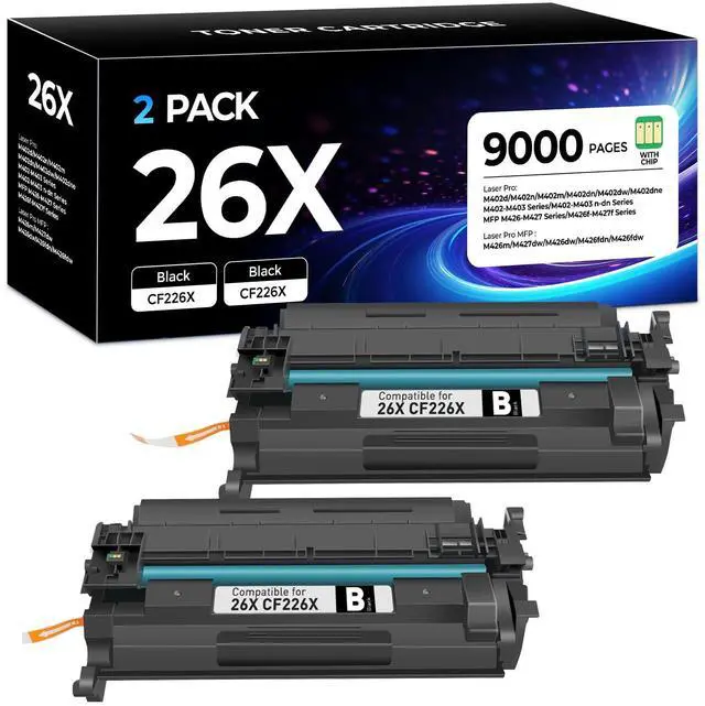 Main image of 26X CF226X CF226A 2 Pack Black Toner Cartridges High Yeild Compatible for 26X