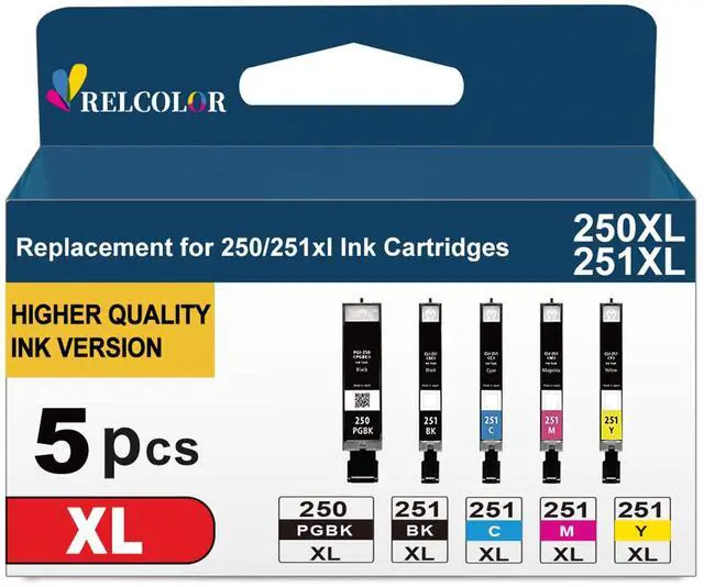 Main image of Compatible Ink Cartridge Replacement for Canon 250XL (Black and Color 5-Pack) 251XL 250 251 XL PGI-250 CLI-251 for MX922 MX920 IX6820 MG7520 IP8720 MG5520 MG7120 MG5420 IP7220 Printer