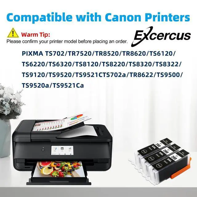 Alt view image 2 of 7 - Compatible Ink Cartridge Replacement for for Canon pg280 bk PGI-280 PGI-280XXL BK Black Ink TankWorks for PIXMA TR7520 TR8520 TR8620 TS6120 TS6320 TS8220 TR8622 TS9120 Printers3Pack