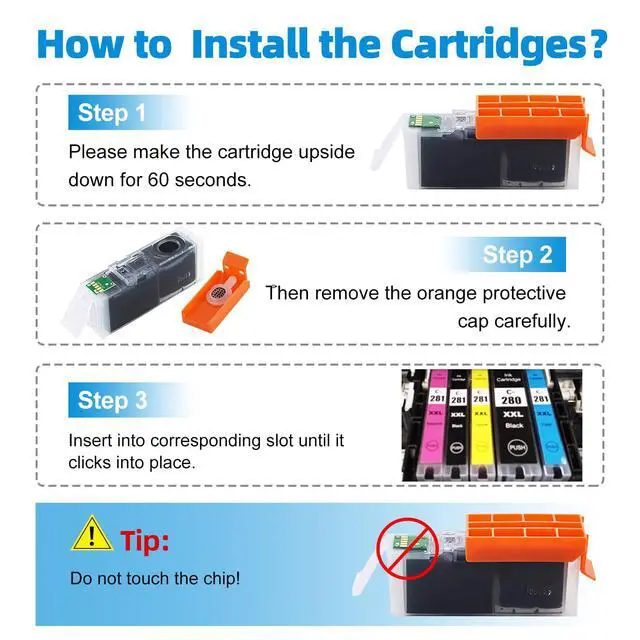 Alt view image 4 of 7 - CLI-281 Cyan Ink Cartridge Replacement for Canon CLI-281XXL 281XXL 281 Cyan Use for Canon PIXMA TS6320 TR7520 TS8120 TS8320 TR8520 TS9120 (3X CLI-281XXL C)