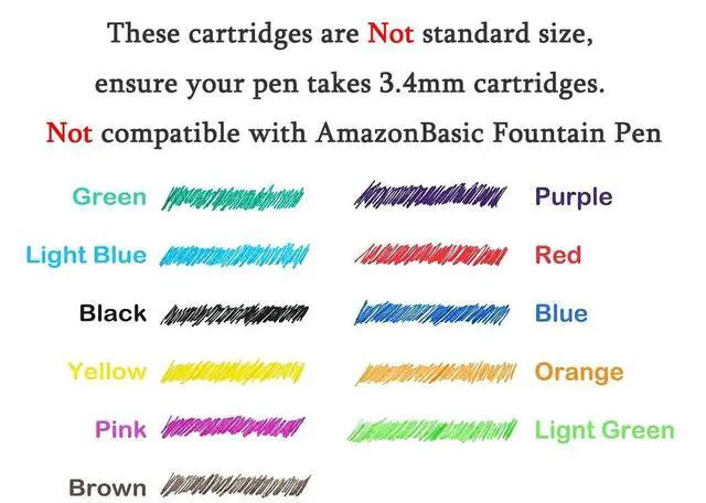 Alt view image 4 of 7 - Fountain Pen Ink Cartridges Black Color, Set of 30 Refill Ink Cartridges, 3.4 mm Bore Diameter