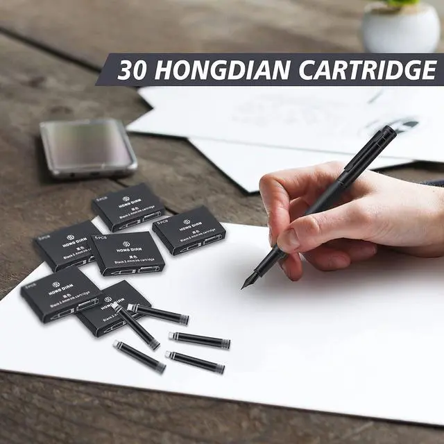 Alt view image 6 of 7 - Fountain Pen Ink Cartridges Black Color, Set of 30 Refill Ink Cartridges, 3.4 mm Bore Diameter