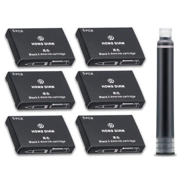 Alt view image 7 of 7 - Fountain Pen Ink Cartridges Black Color, Set of 30 Refill Ink Cartridges, 3.4 mm Bore Diameter