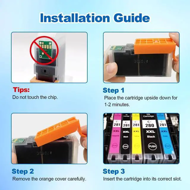 Alt view image 2 of 6 - 280 PGBK PGI-280 XXL Black Ink for Canon PIXMA TS6320 TR7520 TS8120 TS8320 (3X PGI-280XXL PGBK) PGI280 CLI281 XXL Ink Cartridge for Canon TR8520 TR8620 TS9120 TS8220 TS8100 TS8200 TS9100 TR7500 TR8500