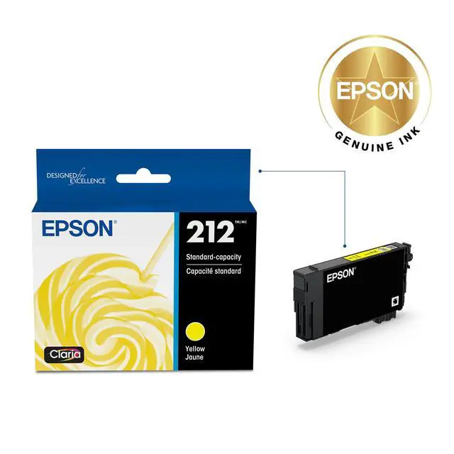Alt view image 2 of 6 - 212 Genuine Ink Standard Capacity Yellow Cartridge T212420 | Works With WorkForce WF-2830 WF-2850 Expression XP-4100 XP-4105 Inkjet Printers