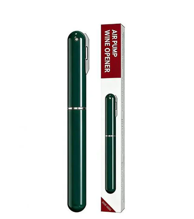 Alt view image 2 of 5 - Portable Wine Bottle Opener, Air Pressure Wine Corkscrew with Foil Cutter, Lightweight Manual Cork Remover for Picnic, Travel, Camping and Home Bar, Green