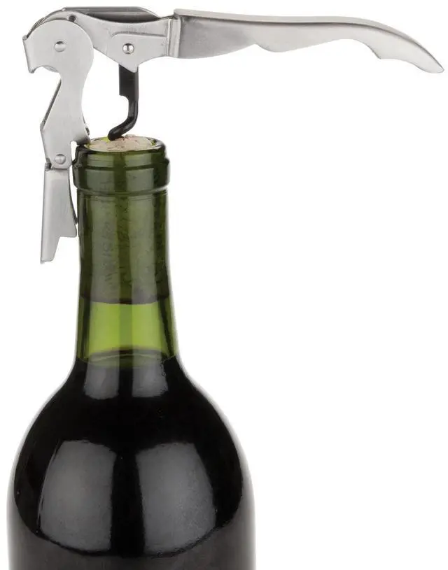 Alt view image 3 of 7 - Truetap Double Hinged Waiter's Corkscrew Wine Opener, Stainless Steel Wine Bottle Opener with Built In Foil Cutter, Home Bar Tools, Bar Cart Accessories, Wedding Gifts, Set of 1, Metallic Silver