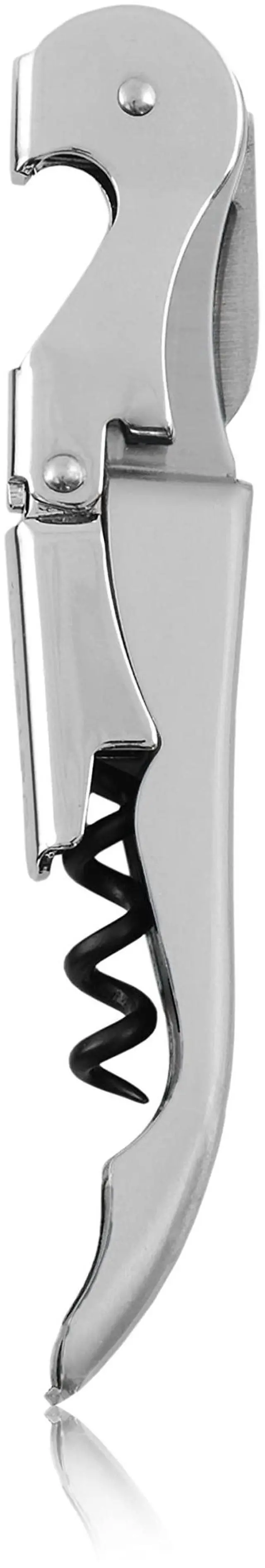 Main image of Truetap Double Hinged Waiter's Corkscrew Wine Opener, Stainless Steel Wine Bottle Opener with Built In Foil Cutter, Home Bar Tools, Bar Cart Accessories, Wedding Gifts, Set of 1, Metallic Silver