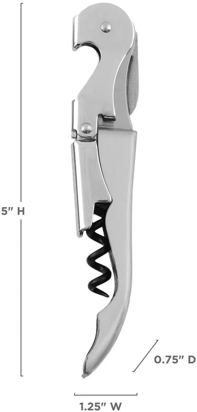 Alt view image 7 of 7 - Truetap Double Hinged Waiter's Corkscrew Wine Opener, Stainless Steel Wine Bottle Opener with Built In Foil Cutter, Home Bar Tools, Bar Cart Accessories, Wedding Gifts, Set of 1, Metallic Silver