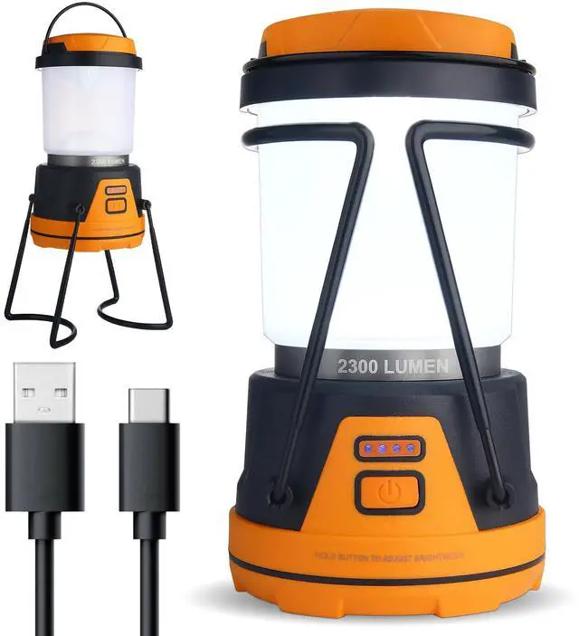 Main image of Rechargeable LED Camping Lantern - Power Outages, Hurricanes, Emergency, Hiking, Outdoor - Bright Battery Powered Electric Survival Light with Built-in Power Bank- Portable and Waterproof Camp Lantern