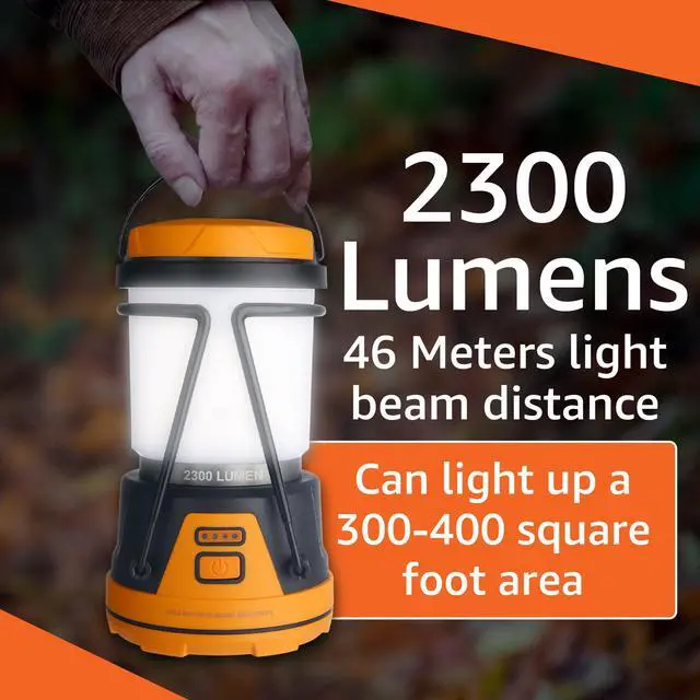 Alt view image 2 of 7 - Rechargeable LED Camping Lantern - Power Outages, Hurricanes, Emergency, Hiking, Outdoor - Bright Battery Powered Electric Survival Light with Built-in Power Bank- Portable and Waterproof Camp Lantern