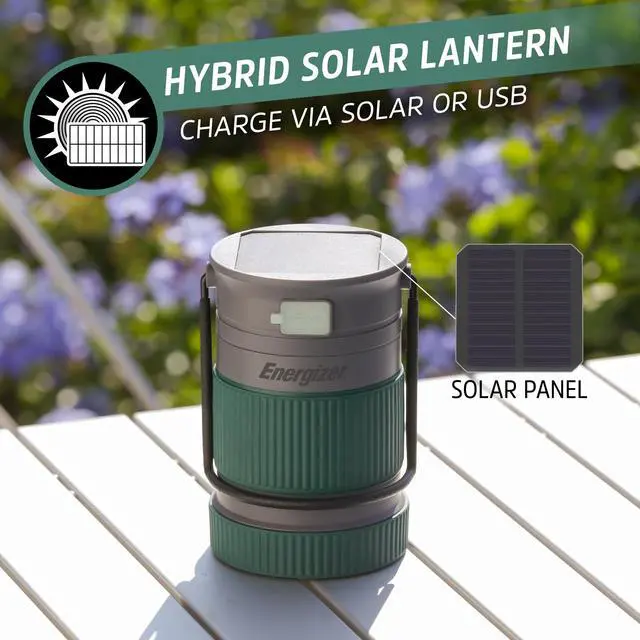 Alt view image 2 of 7 - S-500 Hybrid Power Camping Lantern, Solar, Rechargeable, or AA Battery Powered, IPX4 Water Resistant Bright LED Lantern