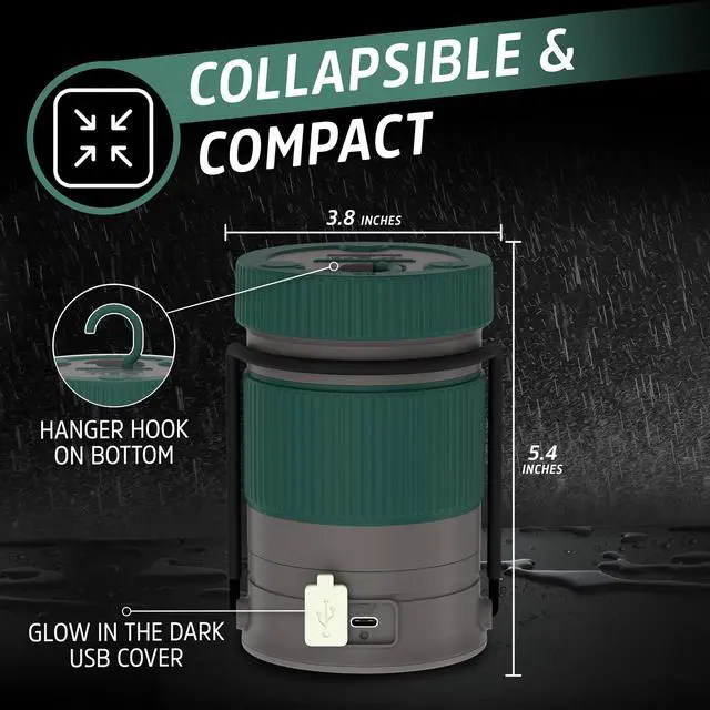 Alt view image 6 of 7 - S-500 Hybrid Power Camping Lantern, Solar, Rechargeable, or AA Battery Powered, IPX4 Water Resistant Bright LED Lantern