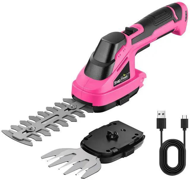Main image of Cordless Hedge Trimmer & Grass Shears, 7.2V 2-in-1 Handheld Electric Bush Trimmer, Lightweight & Low-Noise, Rechargeable Lithium-Ion Battery with Type-C Cable Included (Pink)