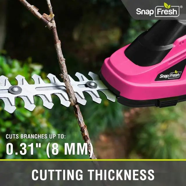 Alt view image 4 of 7 - Cordless Hedge Trimmer & Grass Shears, 7.2V 2-in-1 Handheld Electric Bush Trimmer, Lightweight & Low-Noise, Rechargeable Lithium-Ion Battery with Type-C Cable Included (Pink)