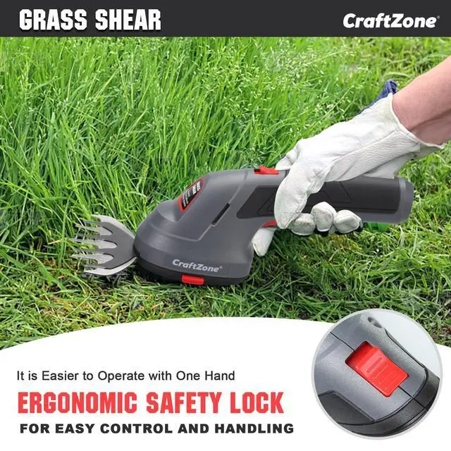 Alt view image 6 of 7 - Cordless Grass Shear & Hedge Trimmer, 2 in 1 Handheld Bush Trimmer, 8V Electric Shrub Trimmer/Grass Cutter with Type-C Cable and Rechargeable Lithium-Ion Battery