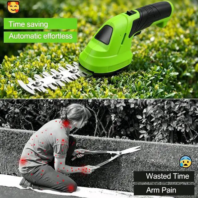 Alt view image 4 of 6 - Cordless Grass Shear & Shrubbery Trimmer - 2 in 1 Handheld Electric Grass Trimmer Hedge Shears/Grass Cutter,for Garden