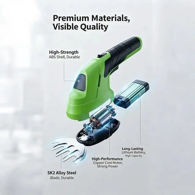 Alt view image 5 of 6 - Cordless Grass Shear & Shrubbery Trimmer - 2 in 1 Handheld Electric Grass Trimmer Hedge Shears/Grass Cutter,for Garden