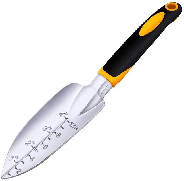 Main image of Garden Trowel Hand Shovel for Gardening, Small Garden Spade with Scale | Gardening Gifts Hand Trowel with Soft Rubberized Non-Slip Ergonomic Handle for Planting Transplanting, Weeding, Moving