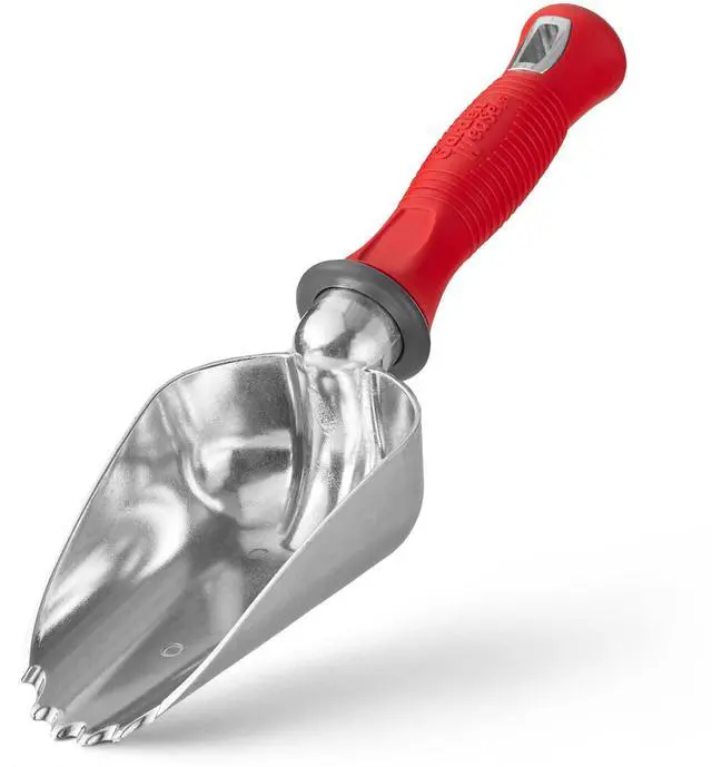 Main image of Oversized Potting Scoop for Soil Digging Planting Gardening | Heavy duty steel scoop for transplanting, moving soil & potting mix. Mini shovel design for garden beds & container planting