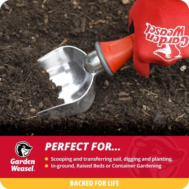 Alt view image 2 of 7 - Oversized Potting Scoop for Soil Digging Planting Gardening | Heavy duty steel scoop for transplanting, moving soil & potting mix. Mini shovel design for garden beds & container planting