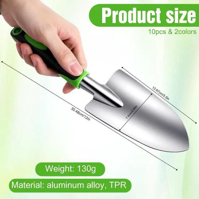 Alt view image 2 of 7 - 10 Pcs Garden Shovels Bulk, Hand Shovels Heavy Duty Trowel Garden Tool, Small Metal Hand Shovel Bulk Spade Shovel Gardens with Soft TPR Handle for Lawn Yard Farm