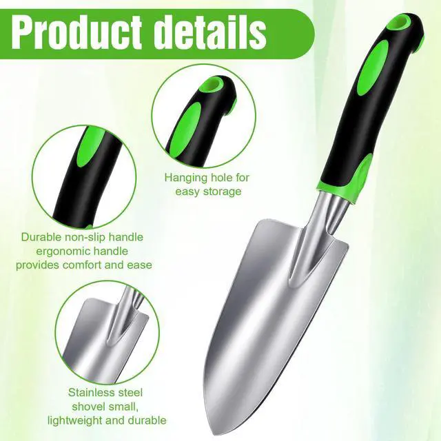 Alt view image 3 of 7 - 10 Pcs Garden Shovels Bulk, Hand Shovels Heavy Duty Trowel Garden Tool, Small Metal Hand Shovel Bulk Spade Shovel Gardens with Soft TPR Handle for Lawn Yard Farm