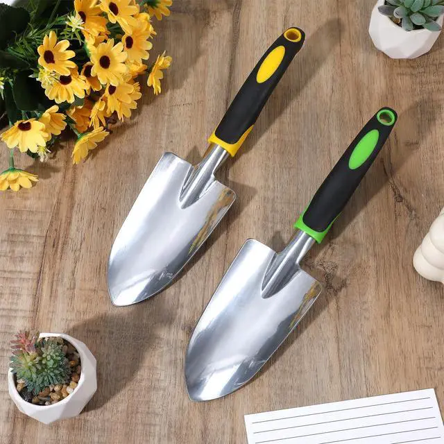 Alt view image 7 of 7 - 10 Pcs Garden Shovels Bulk, Hand Shovels Heavy Duty Trowel Garden Tool, Small Metal Hand Shovel Bulk Spade Shovel Gardens with Soft TPR Handle for Lawn Yard Farm
