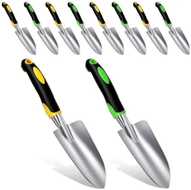 Main image of 10 Pcs Garden Shovels Bulk, Hand Shovels Heavy Duty Trowel Garden Tool, Small Metal Hand Shovel Bulk Spade Shovel Gardens with Soft TPR Handle for Lawn Yard Farm