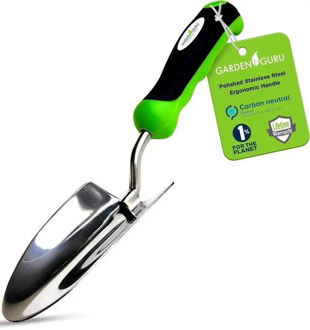 Main image of Garden Guru Heavy Duty Garden Trowel Hand Shovel for Gardening - Strong Stainless Steel - Rust Resistant - Ergonomic Grip - Perfect Trowel Garden Tool for Soil Digging Planting Transplanting Weeding