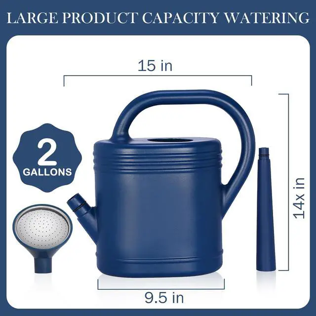 Alt view image 2 of 6 - 2 Gallon Watering Can for Indoor Plants, Garden Watering Cans for Outdoor Plant House Flower, Modern Plant Watering Can Large Long Spout with Sprinkler Head