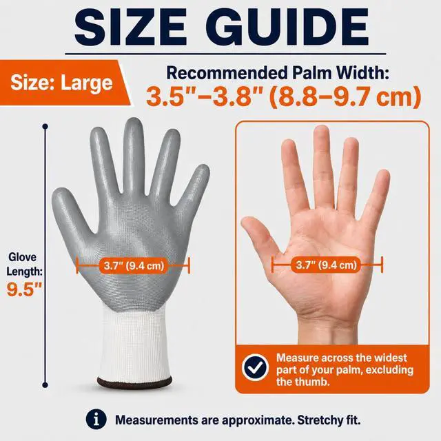 Alt view image 6 of 7 - Work Gloves, Nitrile-Coated Grip for Yard Work & Moving, Large | Micro-Foam Coating, Non-Slip Grip, Breathable 13-Gauge Knit, Flexible Fit, Garage & DIY Tasks, 3 Pairs, Rotation & Backup