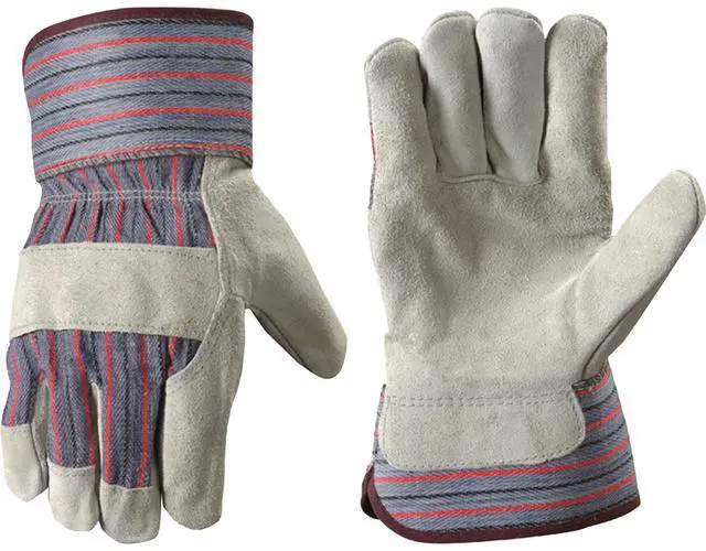 Main image of Men's Safety Cuff Work Gloves, Split Cowhide Leather, Large