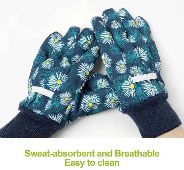 Alt view image 5 of 7 - Floral Gardening Gloves for Women/Ladies, 2 Pairs, Universal Size | Non-Slip Grip Garden Work Gloves, Comfortable Thorn Proof Garden Gloves for Farm, Yard, Pruning, Outdoor Multi-Purpose