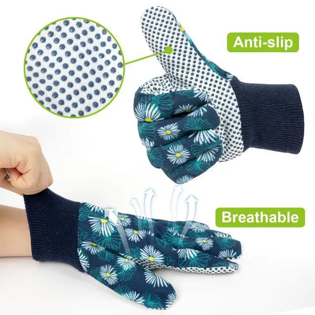 Alt view image 4 of 7 - Floral Gardening Gloves for Women/Ladies, 2 Pairs, Universal Size | Non-Slip Grip Garden Work Gloves, Comfortable Thorn Proof Garden Gloves for Farm, Yard, Pruning, Outdoor Multi-Purpose