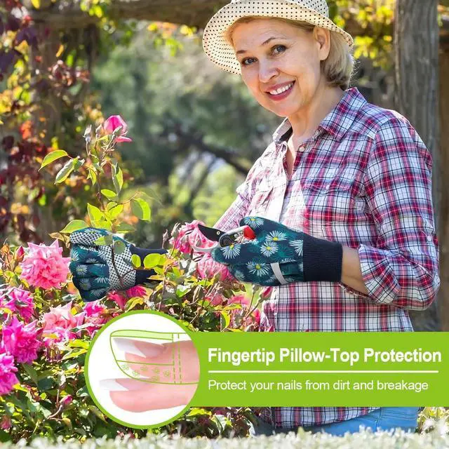 Alt view image 3 of 7 - Floral Gardening Gloves for Women/Ladies, 2 Pairs, Universal Size | Non-Slip Grip Garden Work Gloves, Comfortable Thorn Proof Garden Gloves for Farm, Yard, Pruning, Outdoor Multi-Purpose
