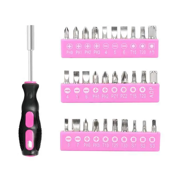 Alt view image 4 of 7 - 89 Piece Pink Tool kit, Ladies Hand Tool Set with Easy Carrying Round Pouch Household Tool Kit Perfect for DIY, Home Maintenance and Dorm Repair