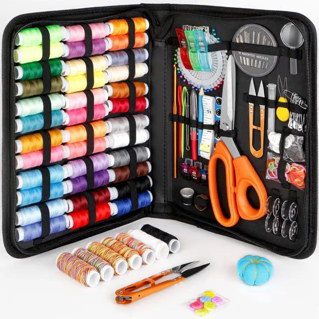 Main image of Sewing Kit for Adults Beginners, Portable Needle Thread Repair Kit | Heavy Duty Tailor Scissors, 43XL Thread & Yarn Snips, Complete Sewing Supplies Set for Home, Travel & College Dorm Essentials