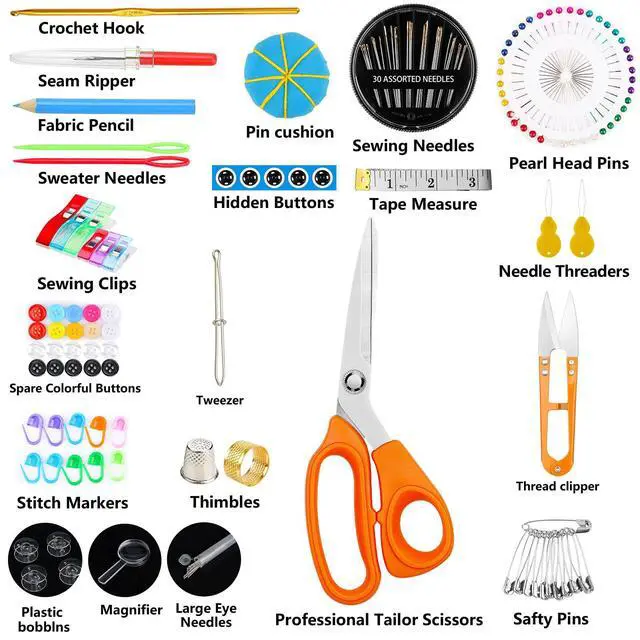 Alt view image 2 of 7 - Sewing Kit for Adults Beginners, Portable Needle Thread Repair Kit | Heavy Duty Tailor Scissors, 43XL Thread & Yarn Snips, Complete Sewing Supplies Set for Home, Travel & College Dorm Essentials