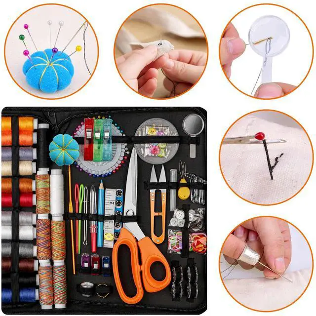 Alt view image 6 of 7 - Sewing Kit for Adults Beginners, Portable Needle Thread Repair Kit | Heavy Duty Tailor Scissors, 43XL Thread & Yarn Snips, Complete Sewing Supplies Set for Home, Travel & College Dorm Essentials