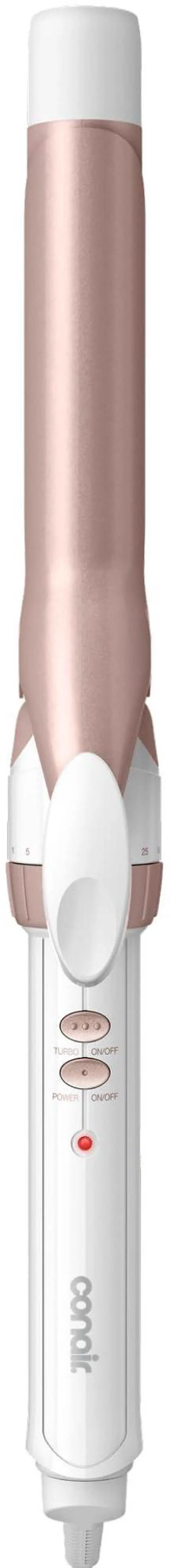 Main image of Curling Iron, Double Ceramic, 1" Barrel, White/Rose Gold | Hair curler and hair waver for medium to long hair with 30 heat settings, built-in heat protection, a cool tip, and auto off
