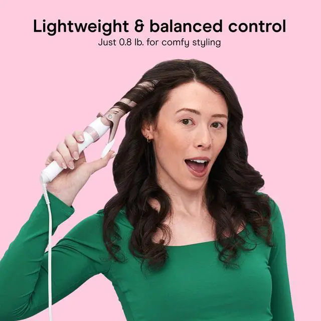 Alt view image 5 of 7 - Curling Iron, Double Ceramic, 1" Barrel, White/Rose Gold | Hair curler and hair waver for medium to long hair with 30 heat settings, built-in heat protection, a cool tip, and auto off