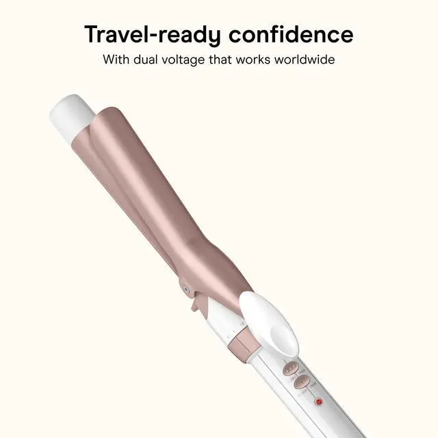 Alt view image 6 of 7 - Curling Iron, Double Ceramic, 1" Barrel, White/Rose Gold | Hair curler and hair waver for medium to long hair with 30 heat settings, built-in heat protection, a cool tip, and auto off