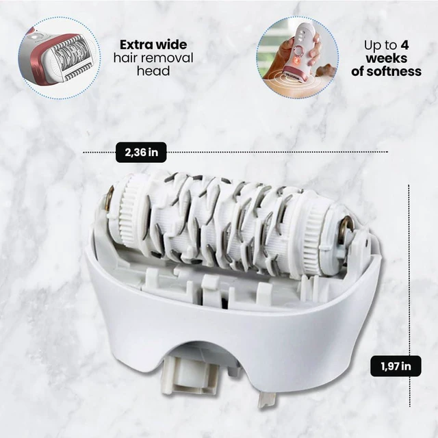 Alt view image 4 of 6 - Replacement Epilator Head 81533164 Compatible with Braun Silk-épil 7, Silk-épil 9 and Xpressive | Extra Wide Epilation Head, White
