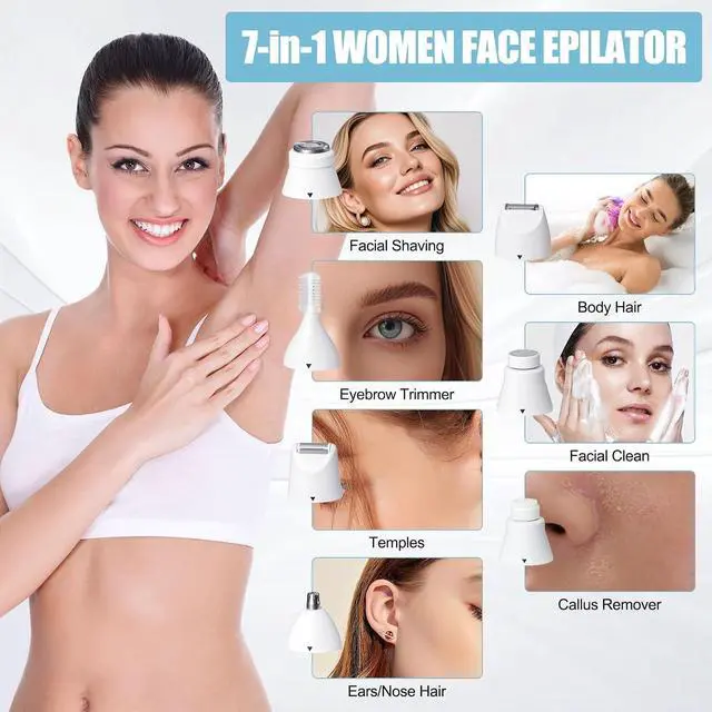Alt view image 3 of 7 - Hair Removal Epilators Facial Bikini Trimmer for Women, Painless Waterproof Electric Foil Shaver Razors for Facial Leg Body Armpit, IPX7 Waterproof & Easy Cleaning