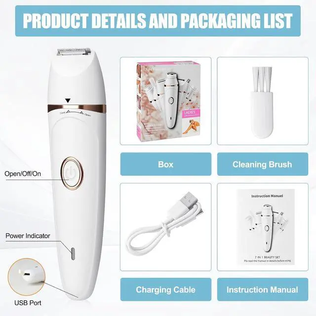 Alt view image 4 of 7 - Hair Removal Epilators Facial Bikini Trimmer for Women, Painless Waterproof Electric Foil Shaver Razors for Facial Leg Body Armpit, IPX7 Waterproof & Easy Cleaning